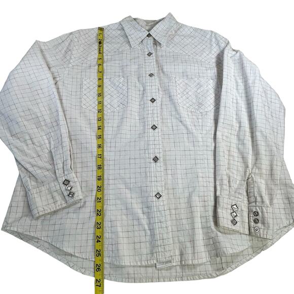 Roper Shirt Women Size 1X White Long Sleeve Faceted Snaps Color Checks Western - Picture 12 of 12
